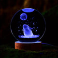1pc 3D carved rabbit Moon crystal ball, wooden base, birthday, Valentine's Day, Mother's Day, home and office decoration
